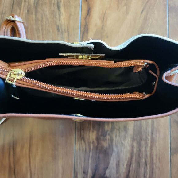 Womens Rattan Woven Crossbody Handbag Brown And Beige Shoulder Bag Small Bag - Picture 4 of 9